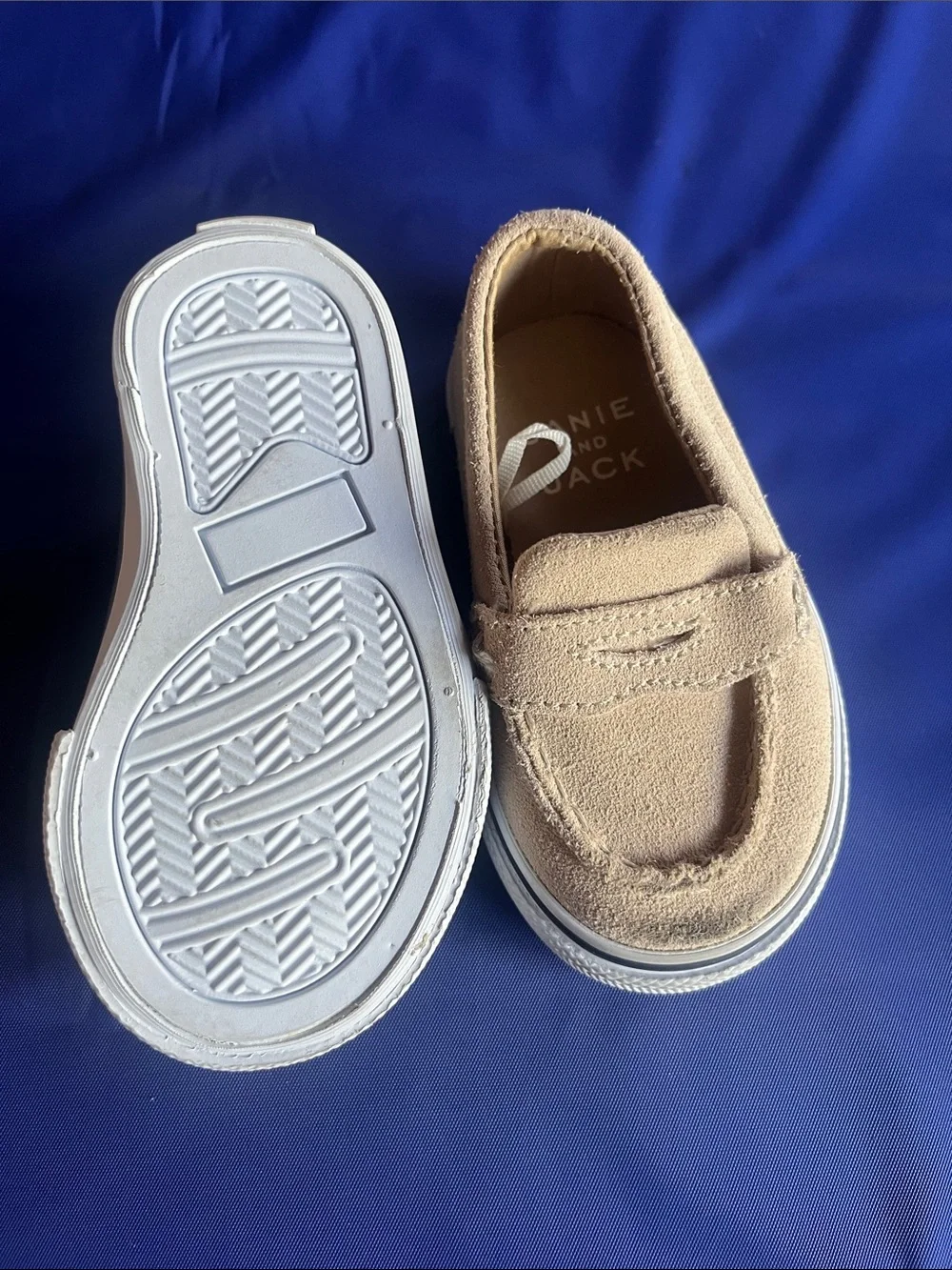 Janie and Jack Tan Suede Kids Slip-On Moccasins